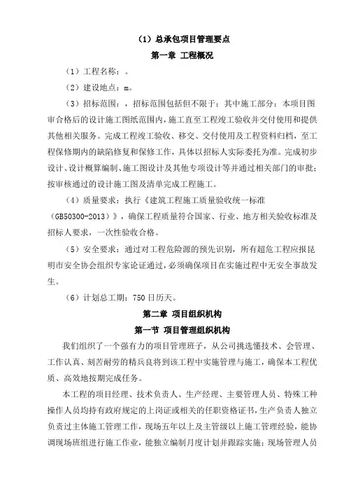 (1)总承包项目管理要点