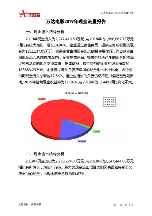 万达电影2019年现金流量报告