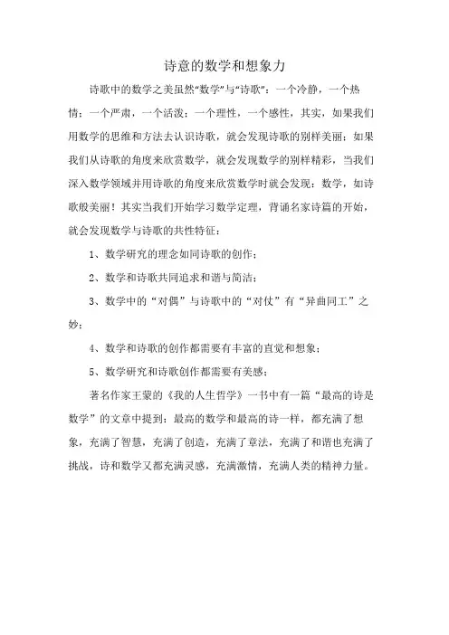 诗意的数学和想象力