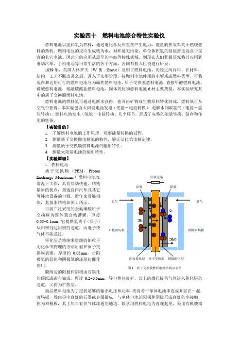 实验2 燃料电池综合特性实验仪---讲义