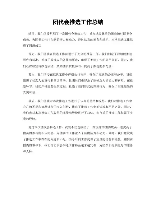 团代会推选工作总结