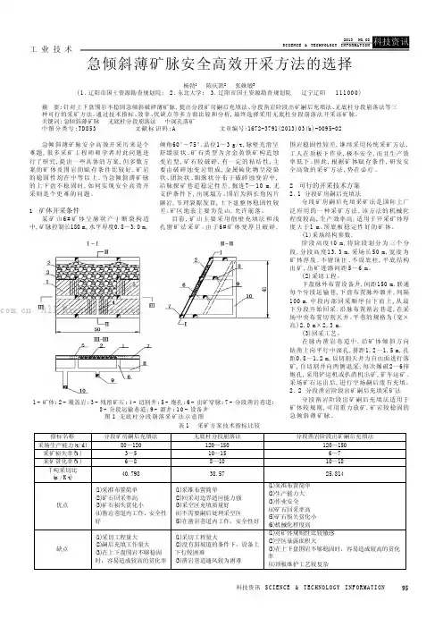 急倾斜薄矿脉安全高效开采方法的选择