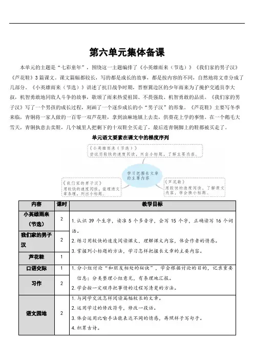 部编版小学语文四年级下册18 小英雄雨来(节选)【教案】