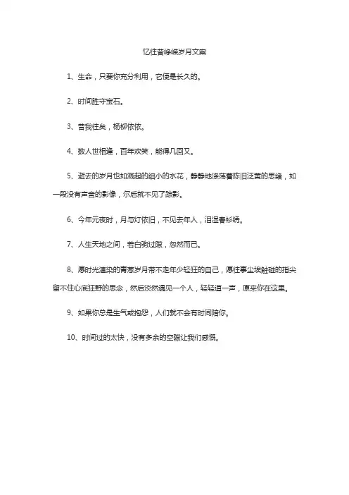 忆往昔峥嵘岁月文案