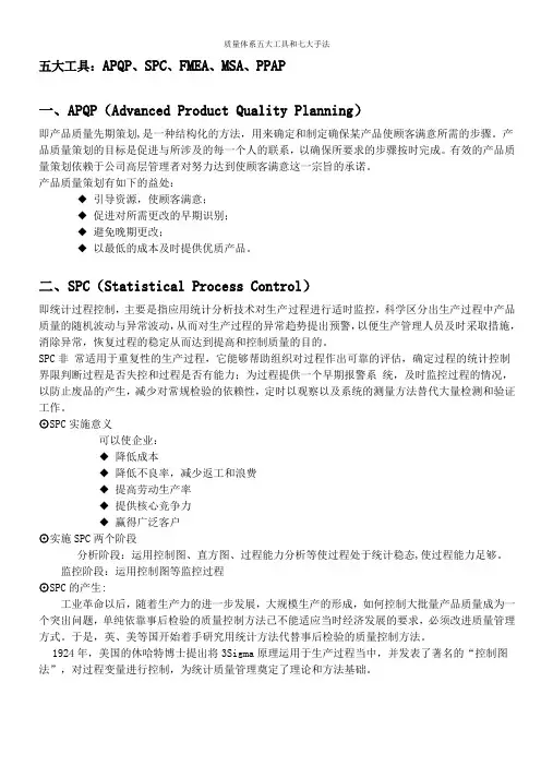 质量体系五大工具和七大手法