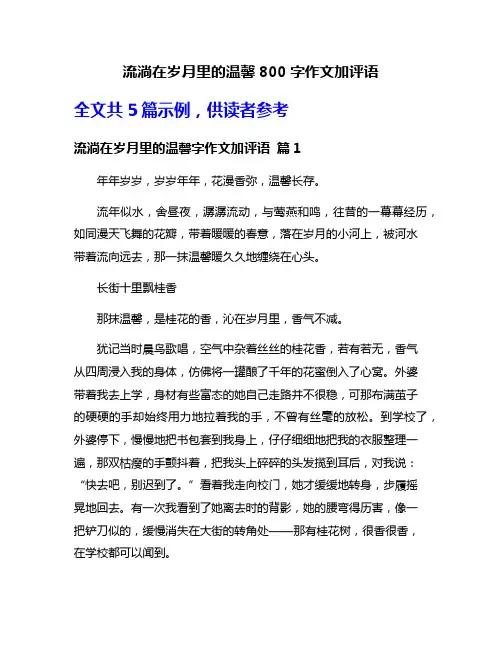 流淌在岁月里的温馨800字作文加评语