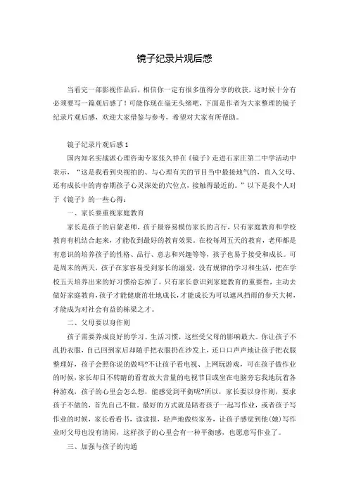 镜子纪录片观后感