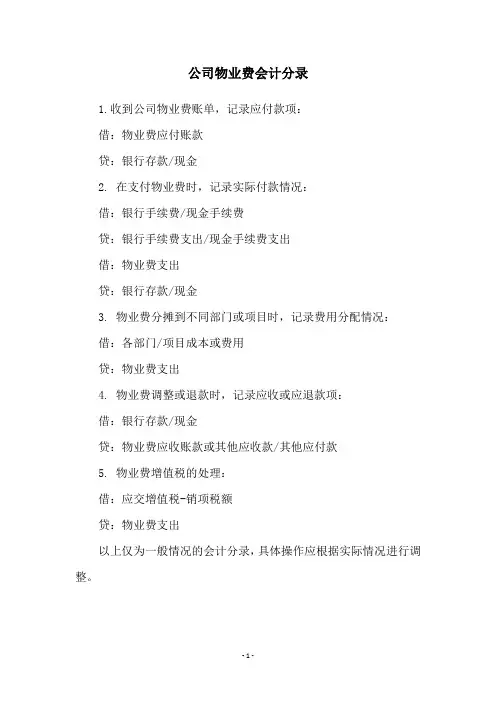 公司物业费会计分录