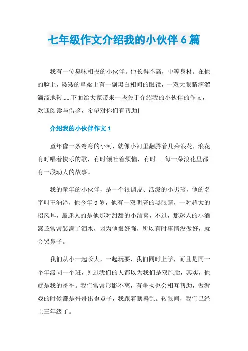七年级作文介绍我的小伙伴6篇