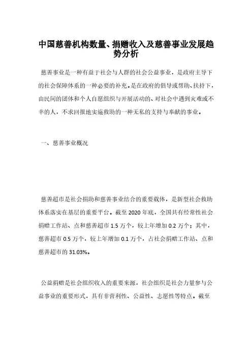 中国慈善机构数量、捐赠收入及慈善事业发展趋势分析
