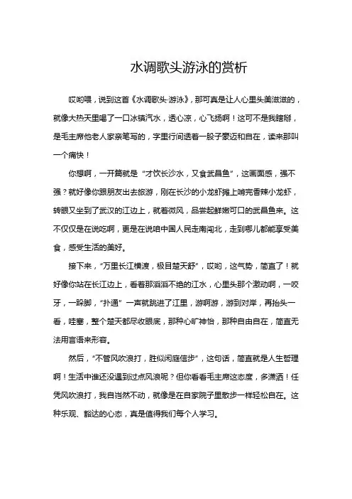 水调歌头游泳的赏析