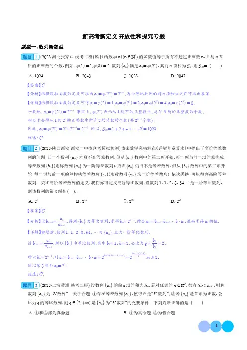 新高考数学新定义 开放性和探究专题(解析版)