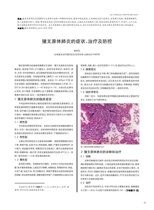 猪支原体肺炎的症状、治疗及防控