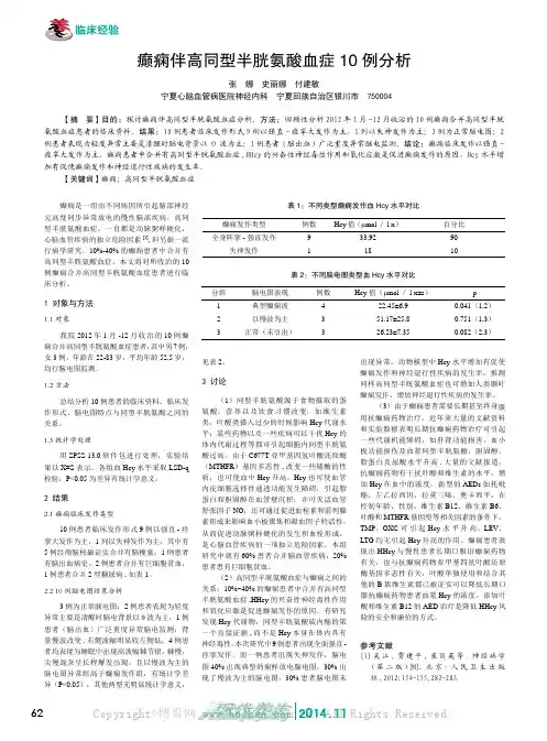 癫痫伴高同型半胱氨酸血症10例分析
