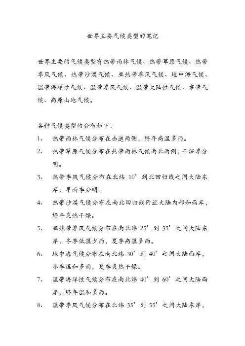 世界主要气候类型的笔记
