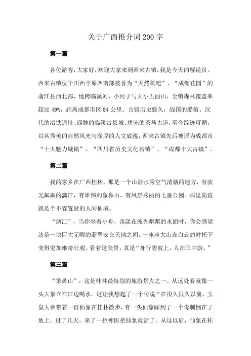 关于广西推介词200字