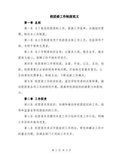 校团委工作制度范文