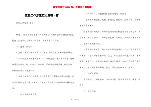 宣传工作方案范文集锦5篇