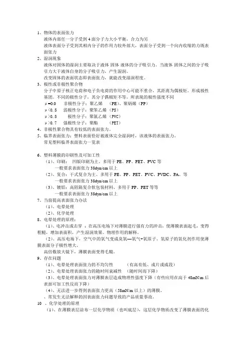 物体的表面张力