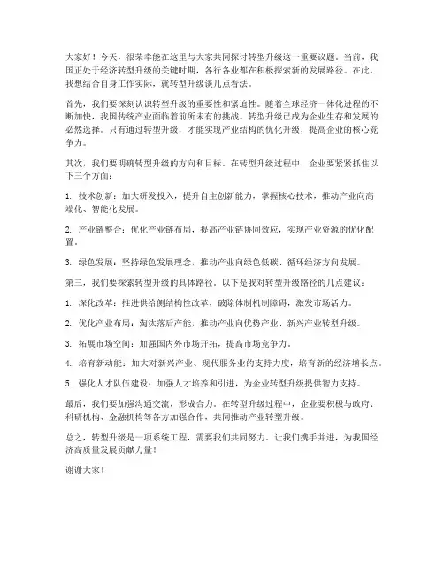 转型升级研讨交流发言稿