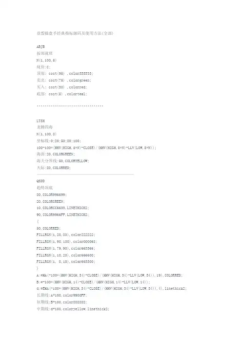 益盟操盘手经典指标源码及使用方法