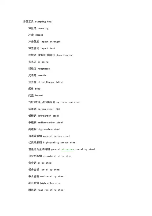 五金行业英文术语大全