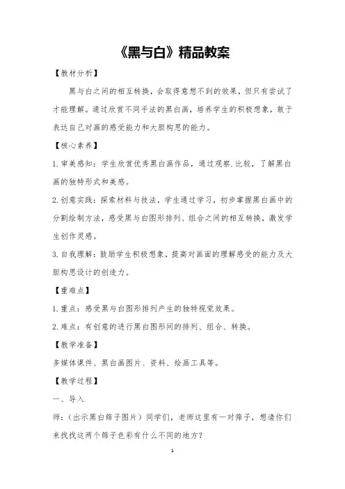 小学美术三年级上册《黑与白》教案(新修订)