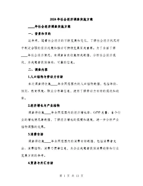 2024年社会经济调查实施方案(3篇)