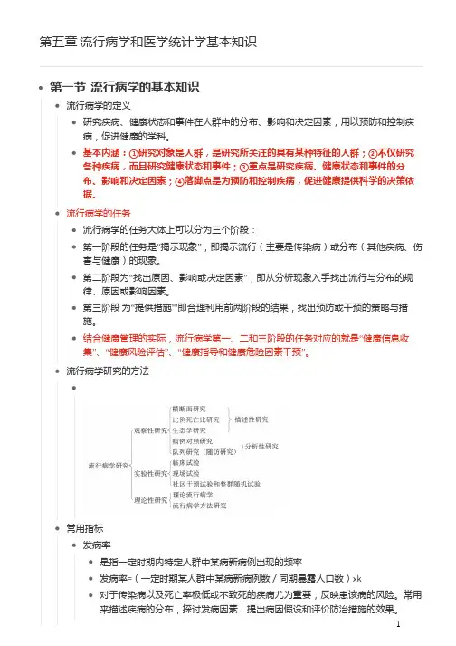 健康管理师基础知识部分考点汇总-第五章  流行病学和医学统计学基本知识