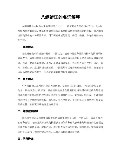 八纲辨证的名词解释