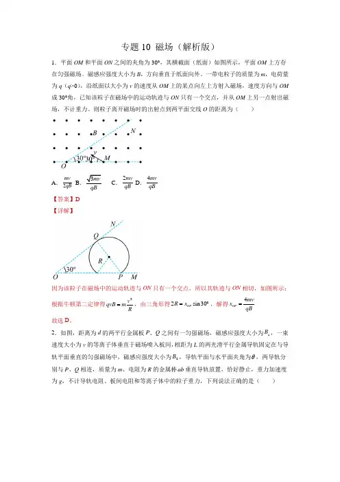 专题10 磁场(解析版)