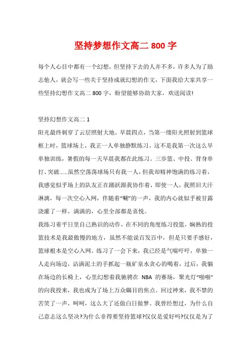 坚持梦想作文高二800字