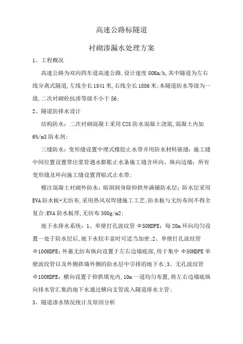 隧道二衬漏水处理方案