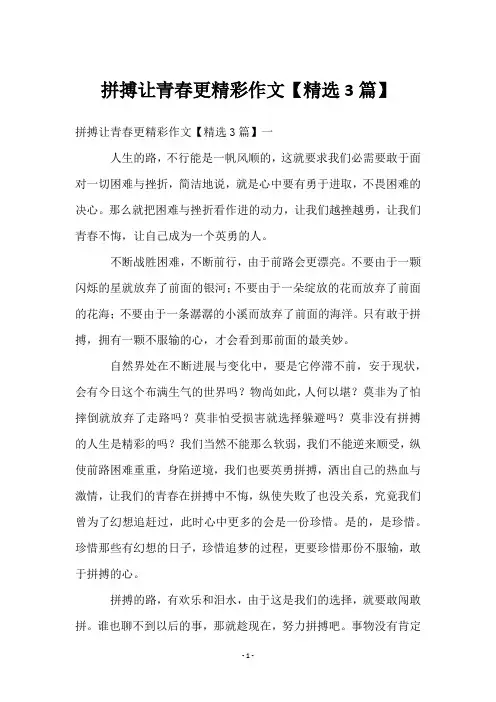 拼搏让青春更精彩作文【3篇】