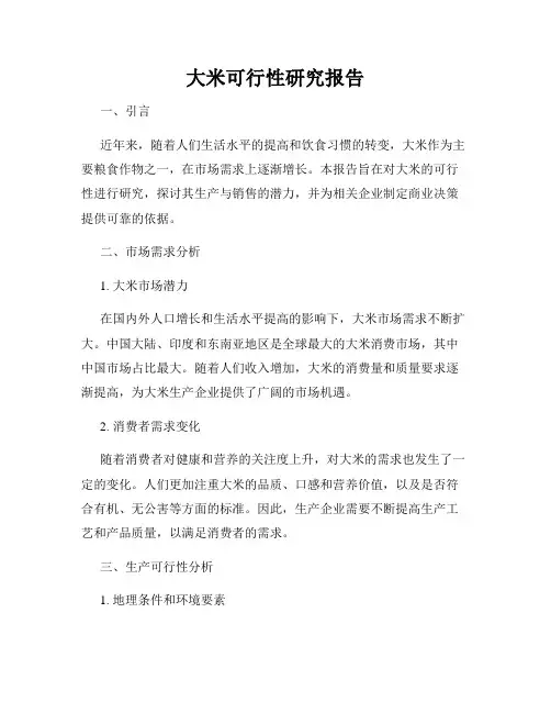 大米可行性研究报告