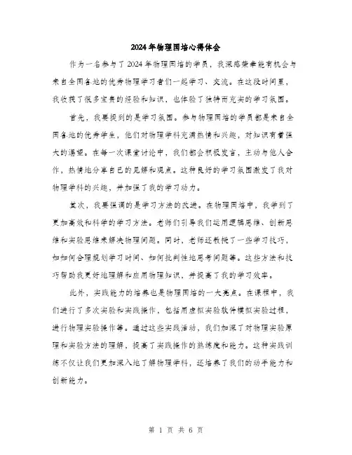 2024年物理国培心得体会（三篇）