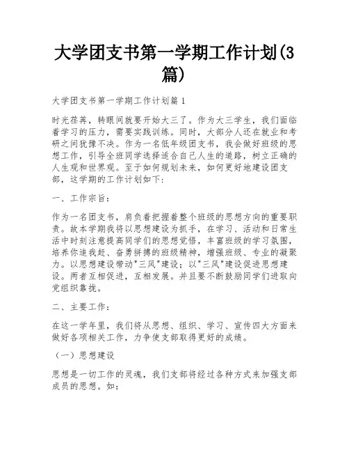 大学团支书第一学期工作计划(3篇)