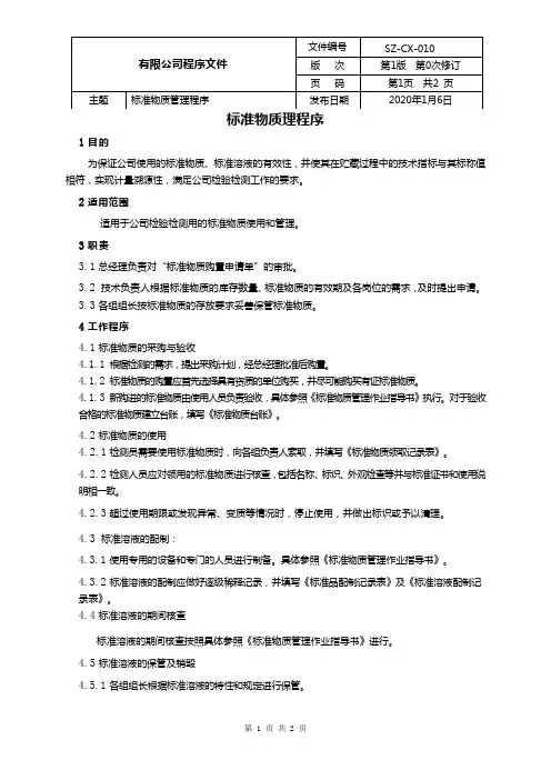 标准物质管理程序