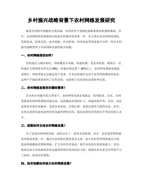 乡村振兴战略背景下农村网络发展研究
