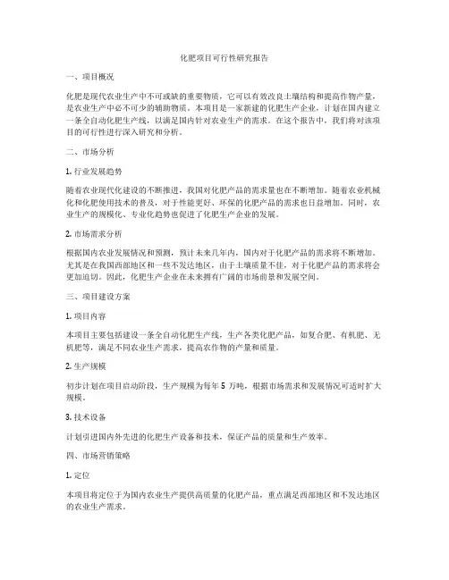 化肥项目可行性研究报告