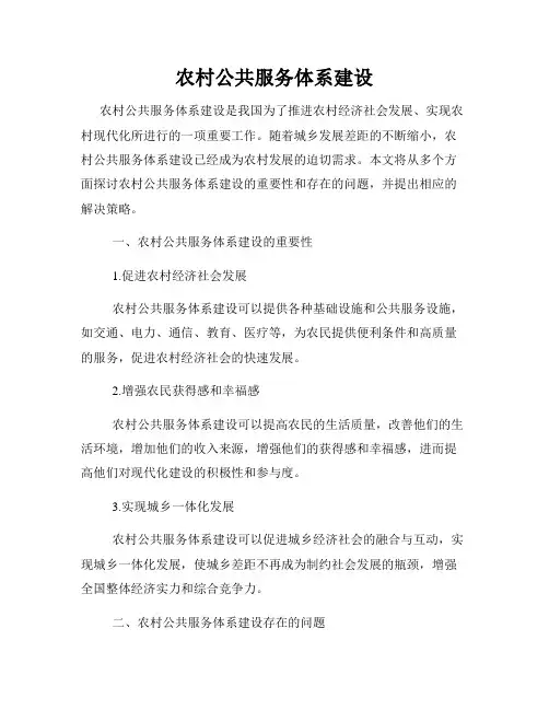 农村公共服务体系建设