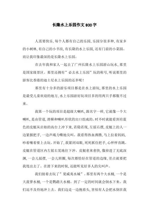 长隆水上乐园作文800字