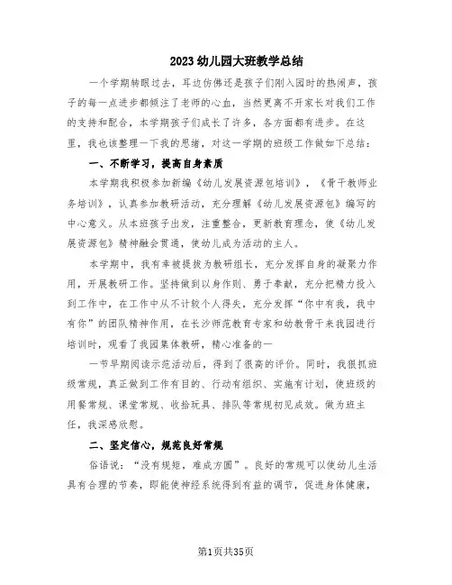 2023幼儿园大班教学总结(17篇)