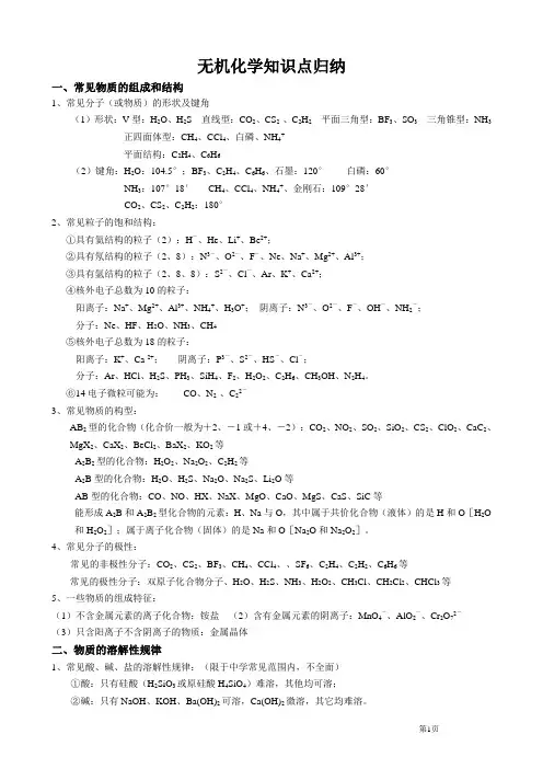 无机化学知识点归纳