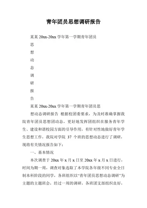 青年团员思想调研报告