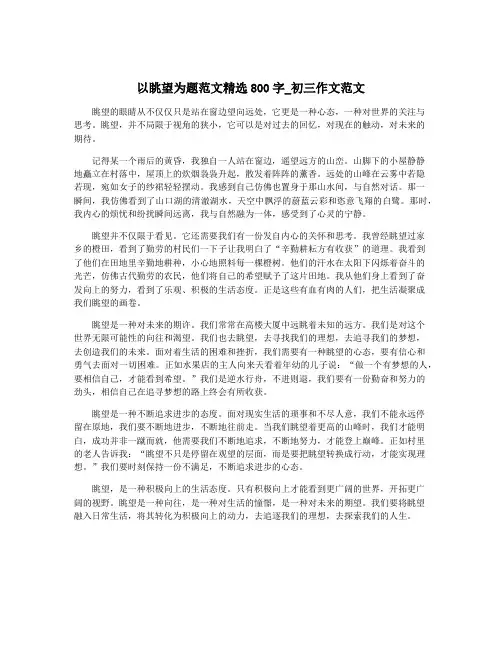 以眺望为题范文精选800字_初三作文范文