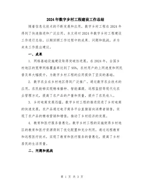 2024年数字乡村工程建设工作总结