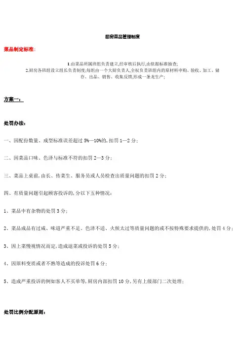 厨房菜品质量管理规定