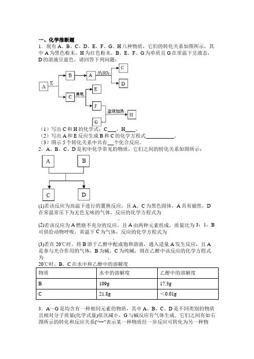 长沙市长沙市第一中学中考化学推断题试卷含详细答案