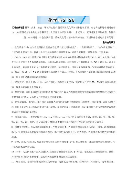 高考化学阅读材料2.化学与STSE Word版含解析